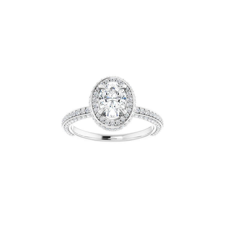 Oval Hidden Halo-Style Engagement Ring Semi-Mount - gallery - Series 123271
