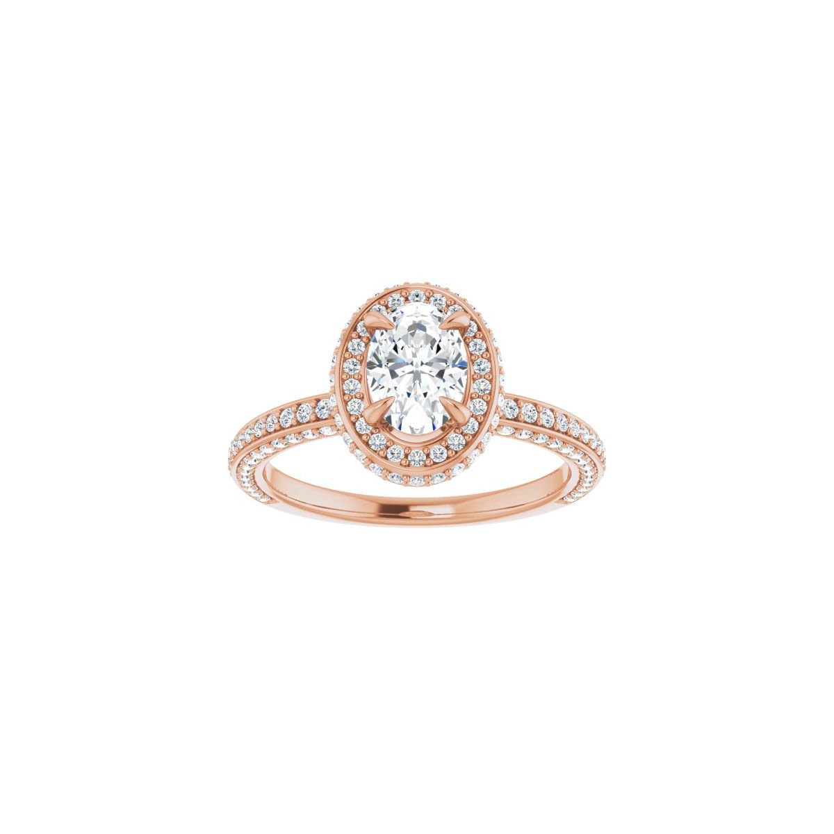 Oval Hidden Halo-Style Engagement Ring Semi-Mount - gallery - Series 123271