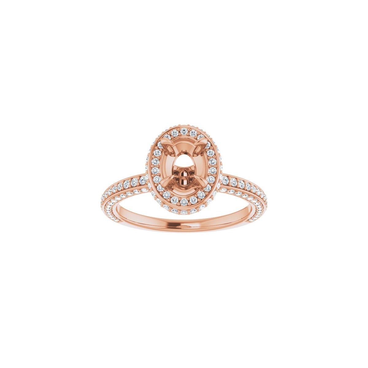 Oval Hidden Halo-Style Engagement Ring Semi-Mount - gallery - Series 123271