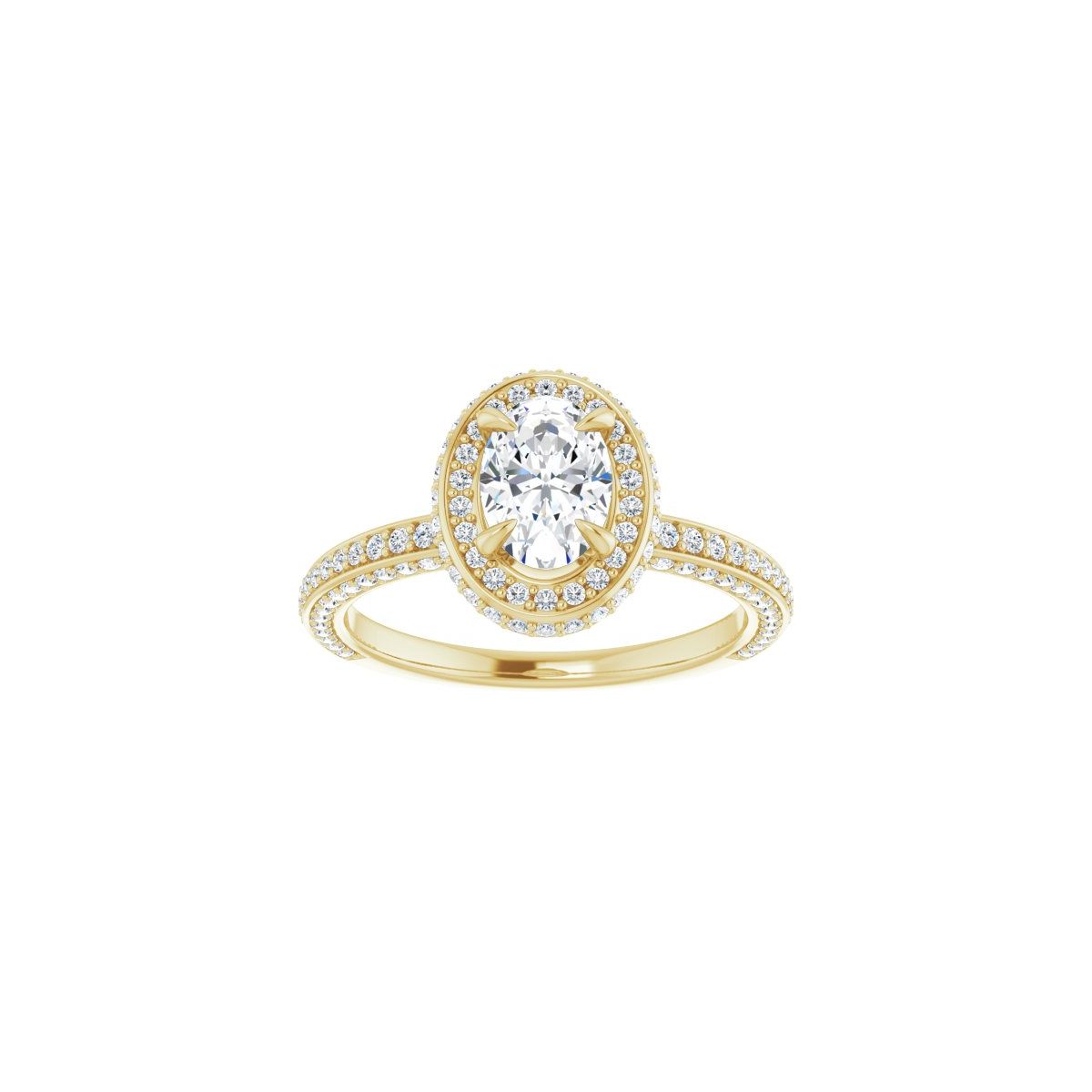 Oval Hidden Halo-Style Engagement Ring Semi-Mount - gallery - Series 123271