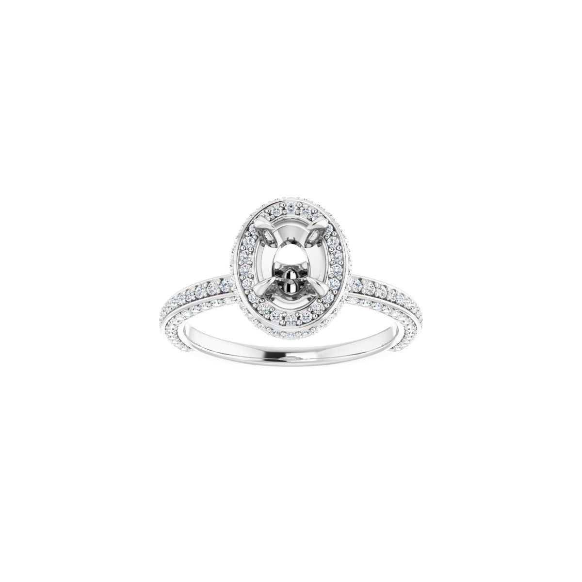 Oval Hidden Halo-Style Engagement Ring Semi-Mount - gallery - Series 123271