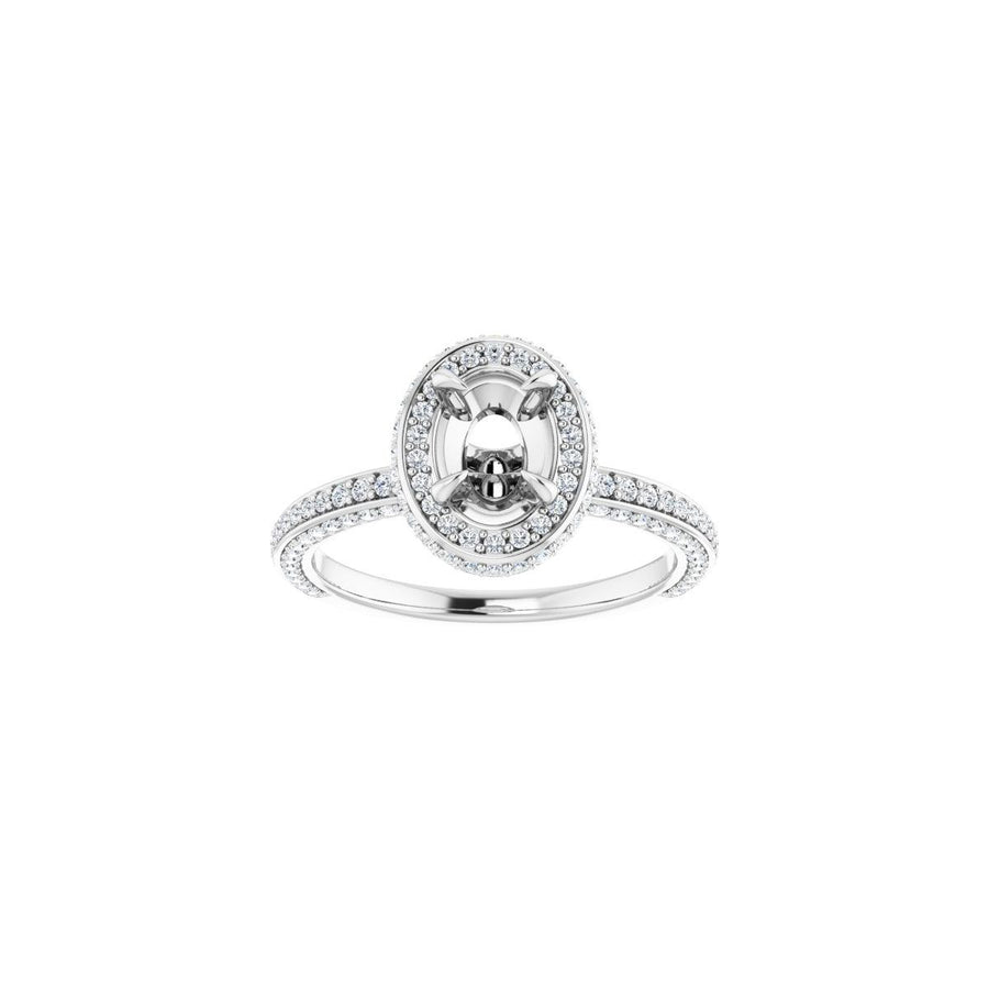 Oval Hidden Halo-Style Engagement Ring Semi-Mount - gallery - Series 123271
