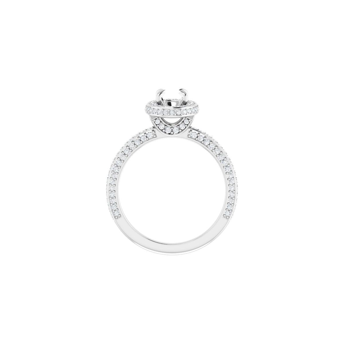 Oval Hidden Halo-Style Engagement Ring Semi-Mount - gallery - Series 123271