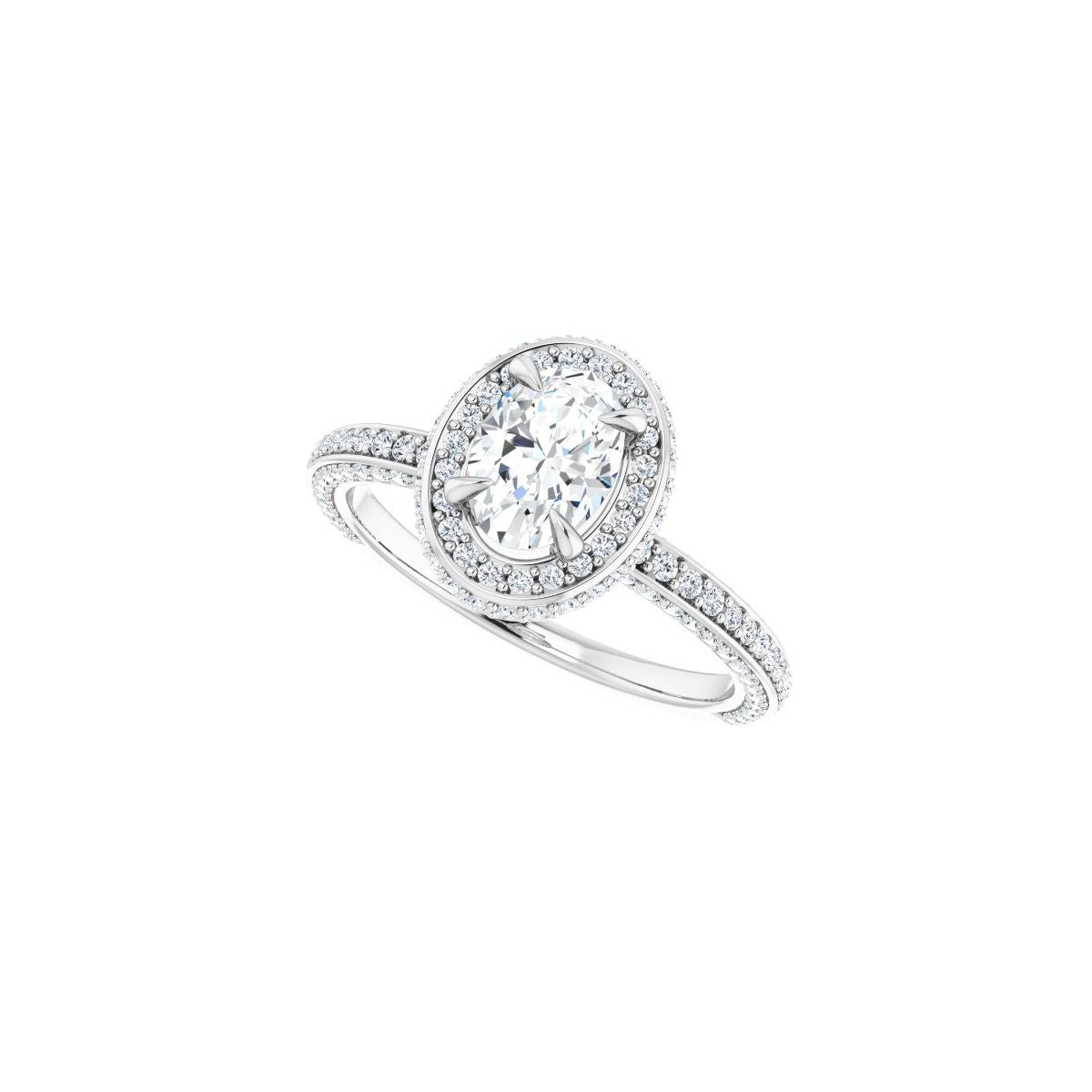 Oval Hidden Halo-Style Engagement Ring Semi-Mount - gallery - Series 123271