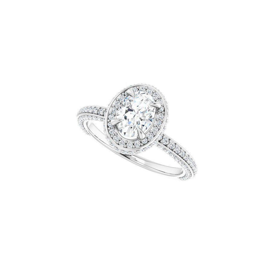 Oval Hidden Halo-Style Engagement Ring Semi-Mount - gallery - Series 123271