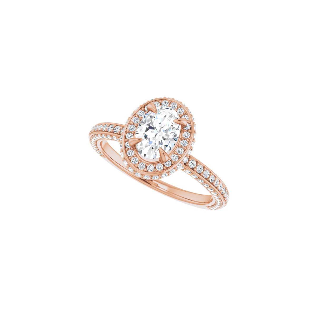 Oval Hidden Halo-Style Engagement Ring Semi-Mount - gallery - Series 123271