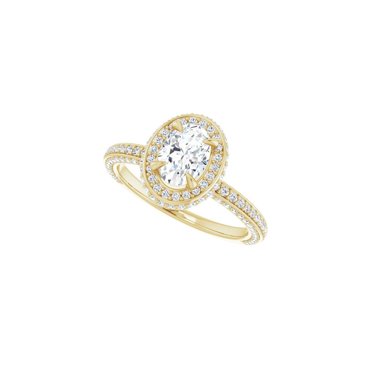 Oval Hidden Halo-Style Engagement Ring Semi-Mount - gallery - Series 123271