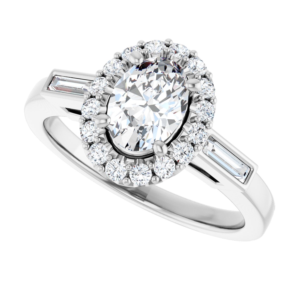 Oval Halo-Style Engagement Ring Semi-Mount - gallery - Series 122884