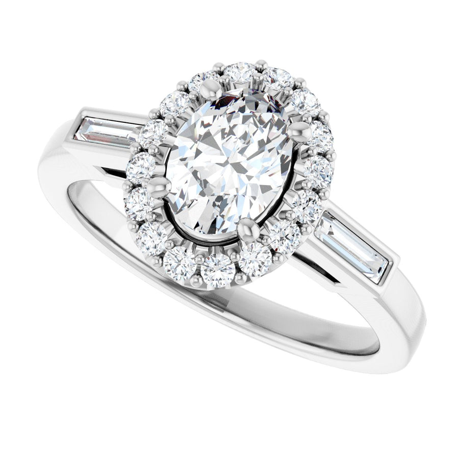 Oval Halo-Style Engagement Ring Semi-Mount - gallery - Series 122884