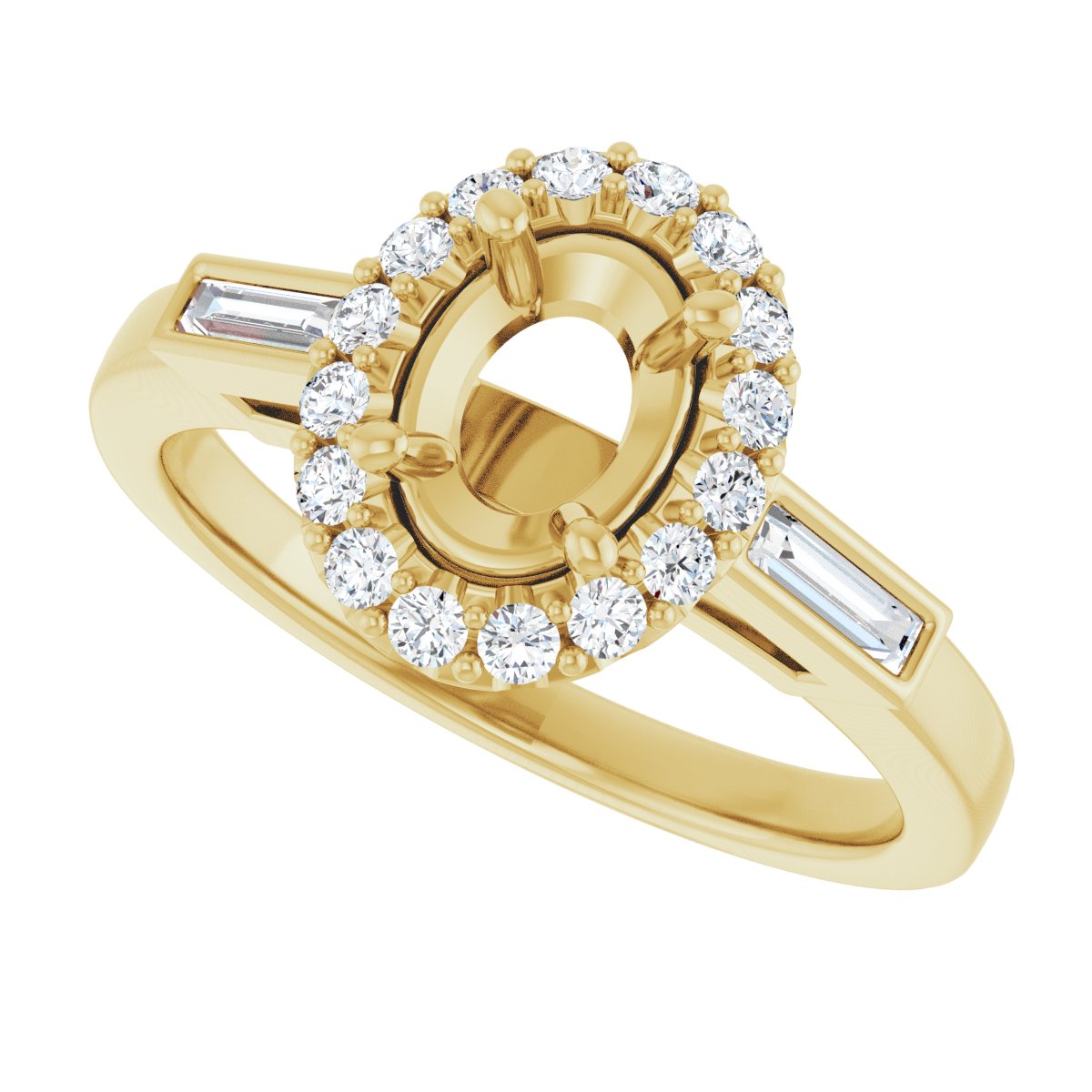 Oval Halo-Style Engagement Ring Semi-Mount - gallery - Series 122884