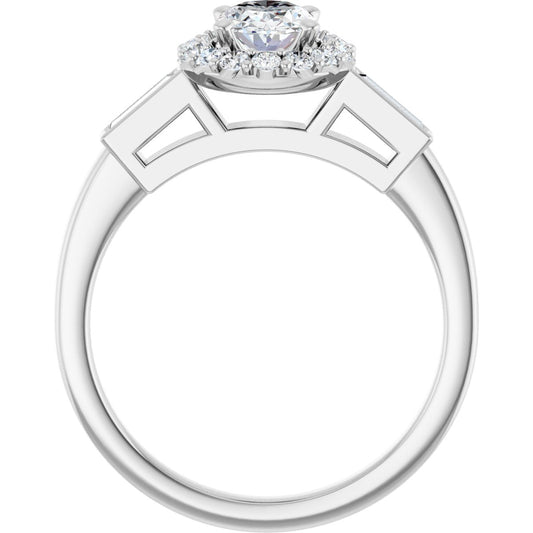 Oval Halo-Style Engagement Ring Semi-Mount - gallery - Series 122884