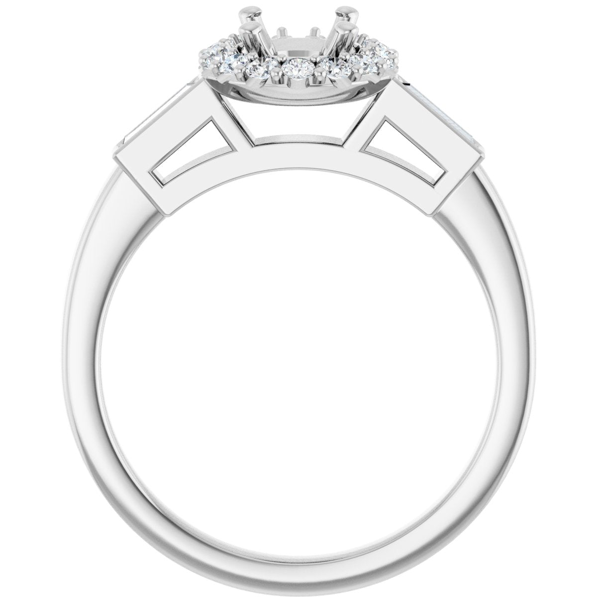 Oval Halo-Style Engagement Ring Semi-Mount - gallery - Series 122884