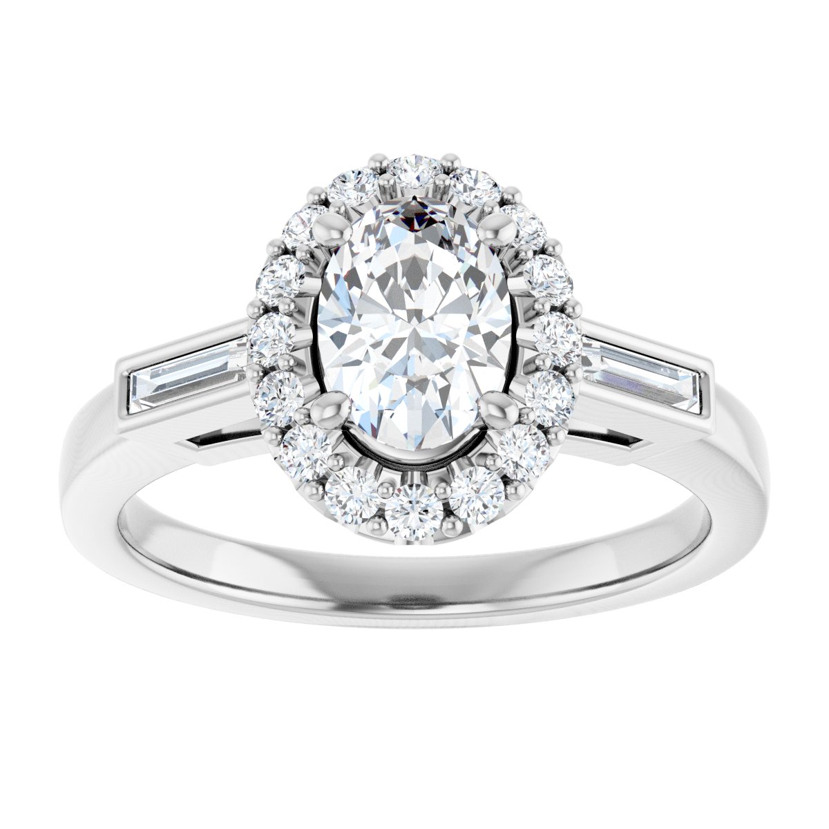 Oval Halo-Style Engagement Ring Semi-Mount - gallery - Series 122884