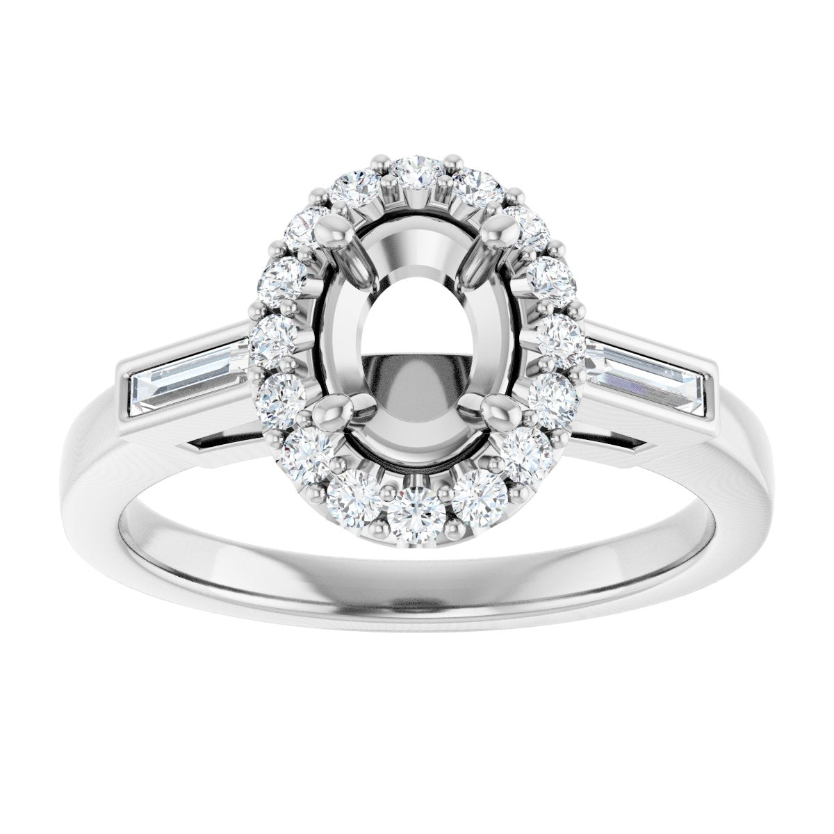 Oval Halo-Style Engagement Ring Semi-Mount - gallery - Series 122884