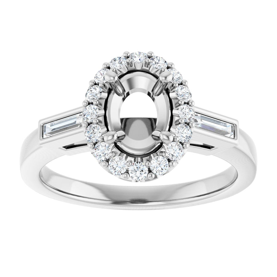 Oval Halo-Style Engagement Ring Semi-Mount - gallery - Series 122884