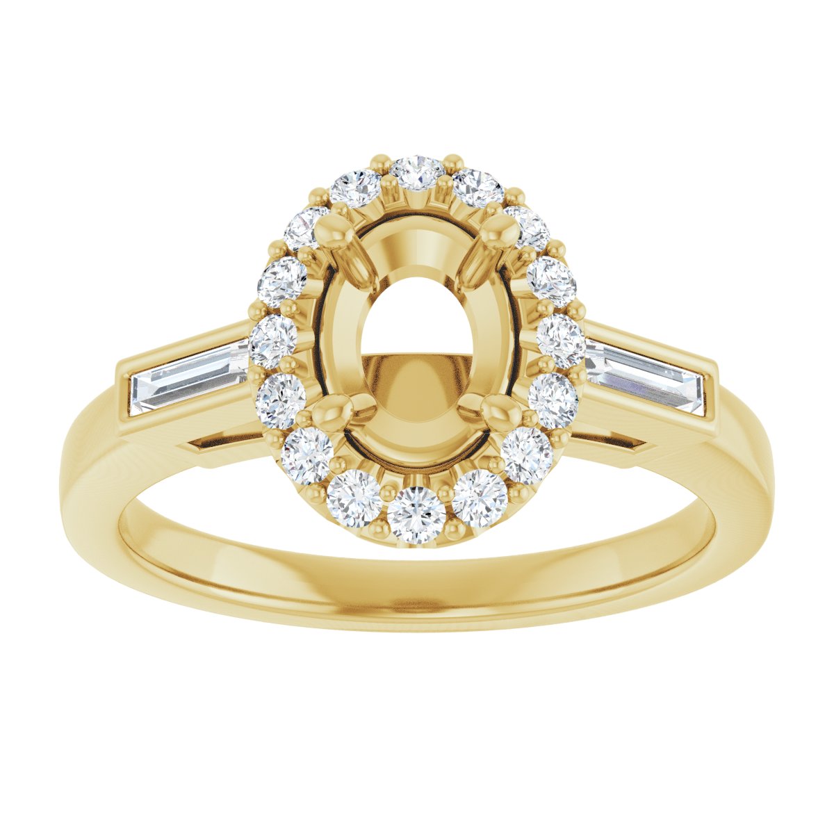 Oval Halo-Style Engagement Ring Semi-Mount - gallery - Series 122884