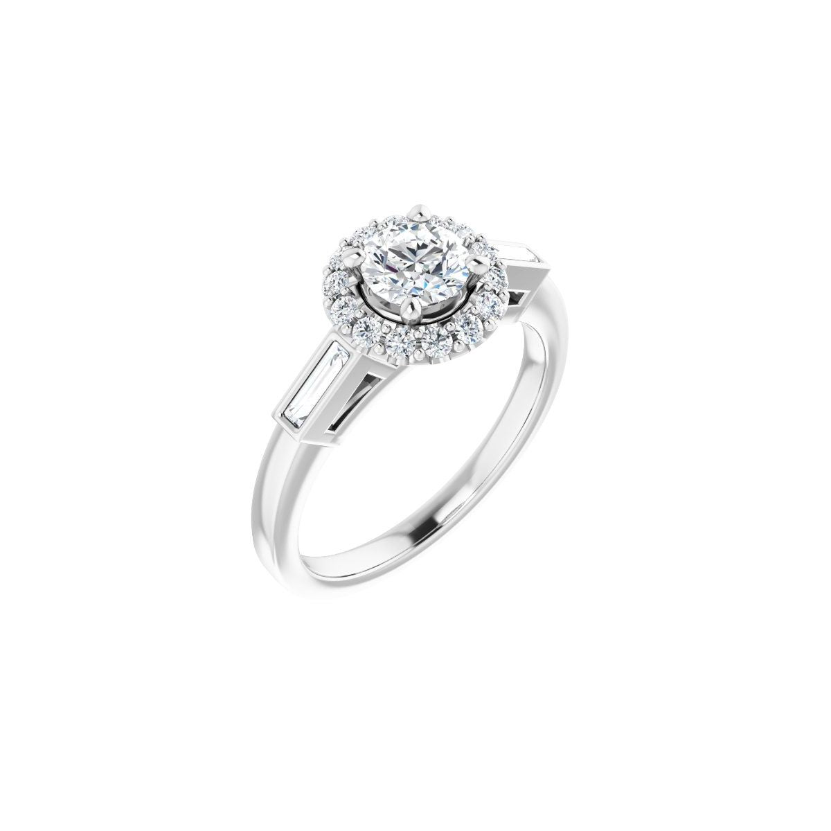 Natural Diamond Round Halo-Style Engagement Ring Semi-Mount - Platinum - Series 122884