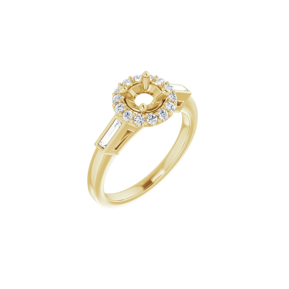 Natural Diamond Round Halo-Style Engagement Ring Semi-Mount - 14K Yellow Gold - Series 122884