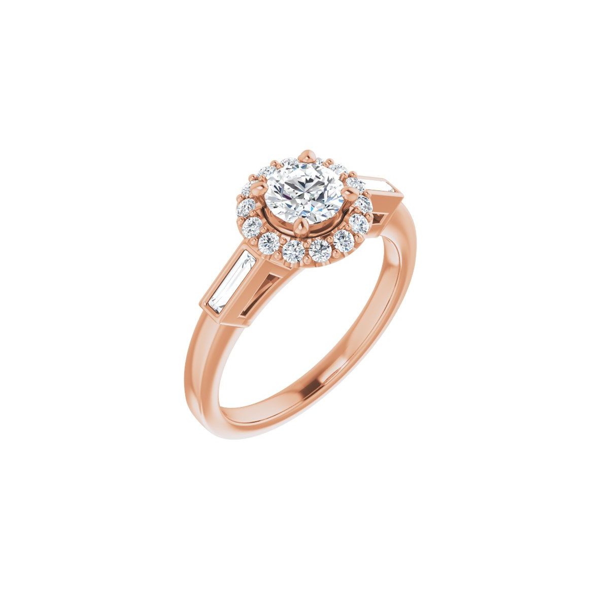 Natural Diamond Round Halo-Style Engagement Ring Semi-Mount - 14K Rose Gold - Series 122884