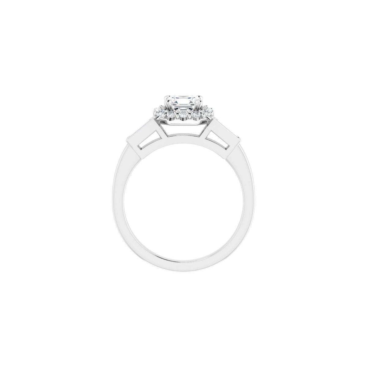 Asscher Halo-Style Engagement Ring Semi-Mount - gallery - Series 122884