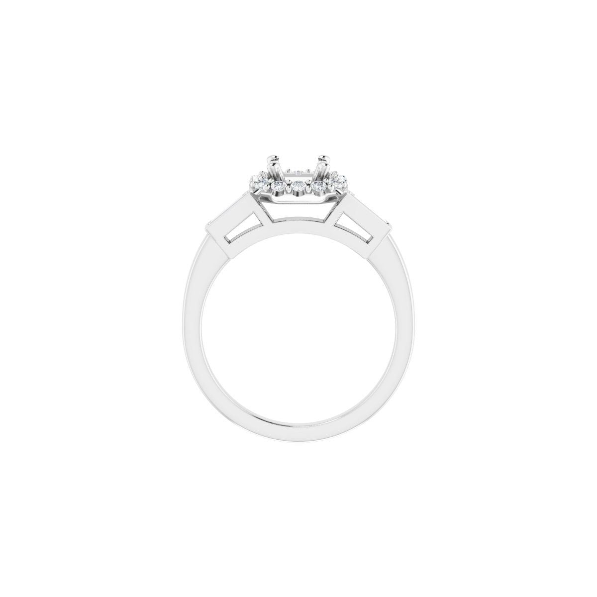 Asscher Halo-Style Engagement Ring Semi-Mount - gallery - Series 122884
