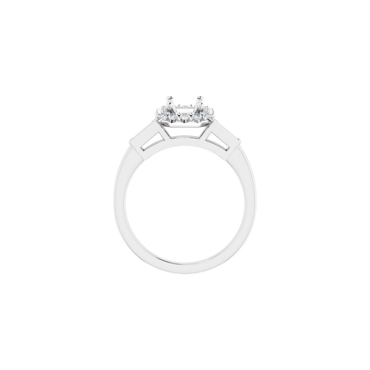 Emerald Halo-Style Engagement Ring Semi-Mount - gallery - Series 122884