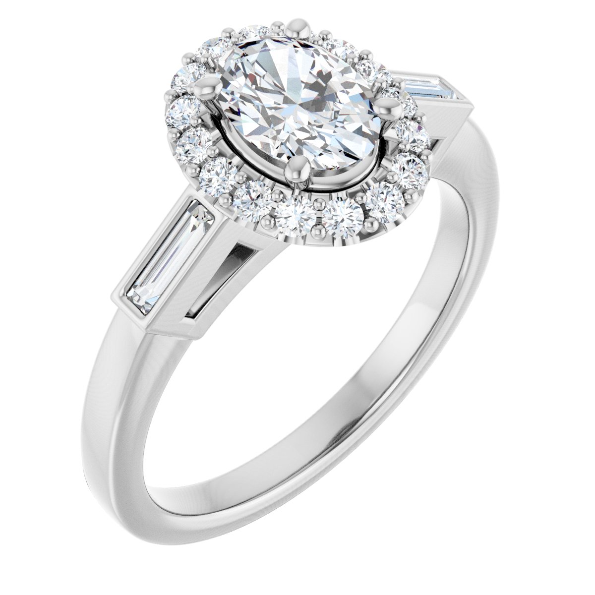 Natural Diamond Oval Halo-Style Engagement Ring Semi-Mount - Platinum - Series 122884