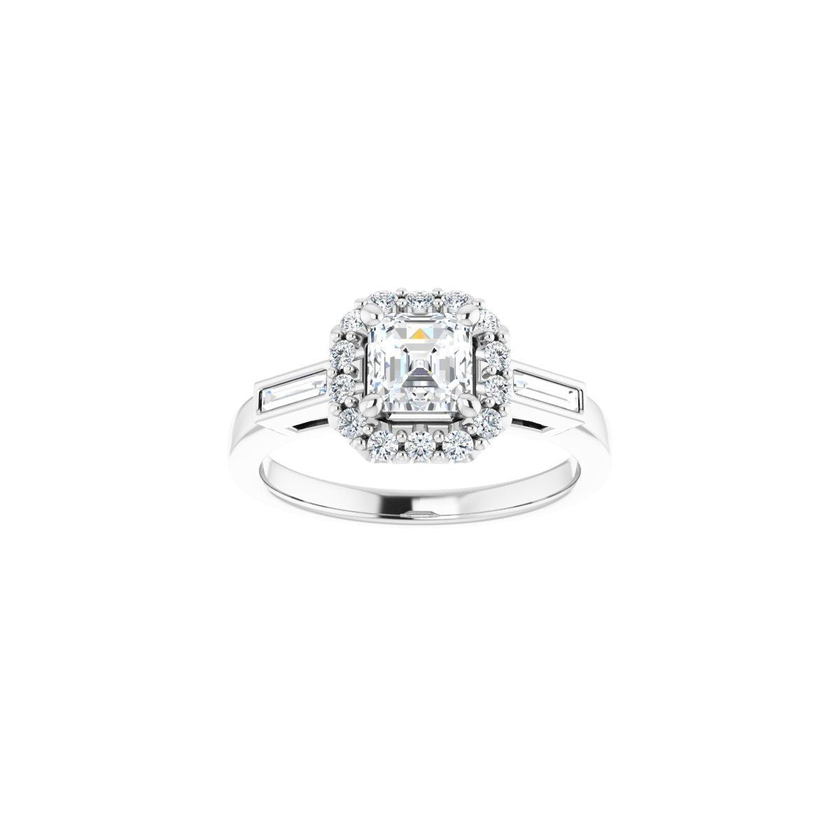 Asscher Halo-Style Engagement Ring Semi-Mount - gallery - Series 122884