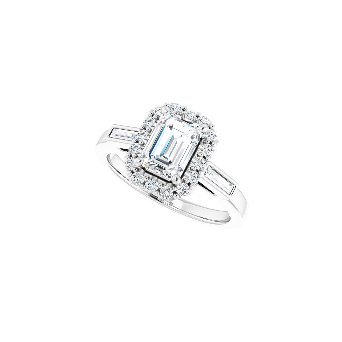Emerald Halo-Style Engagement Ring Semi-Mount - gallery - Series 122884