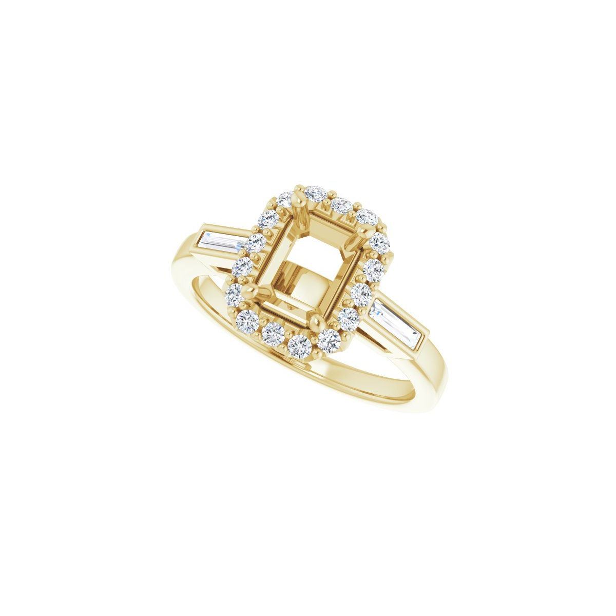 Emerald Halo-Style Engagement Ring Semi-Mount - gallery - Series 122884