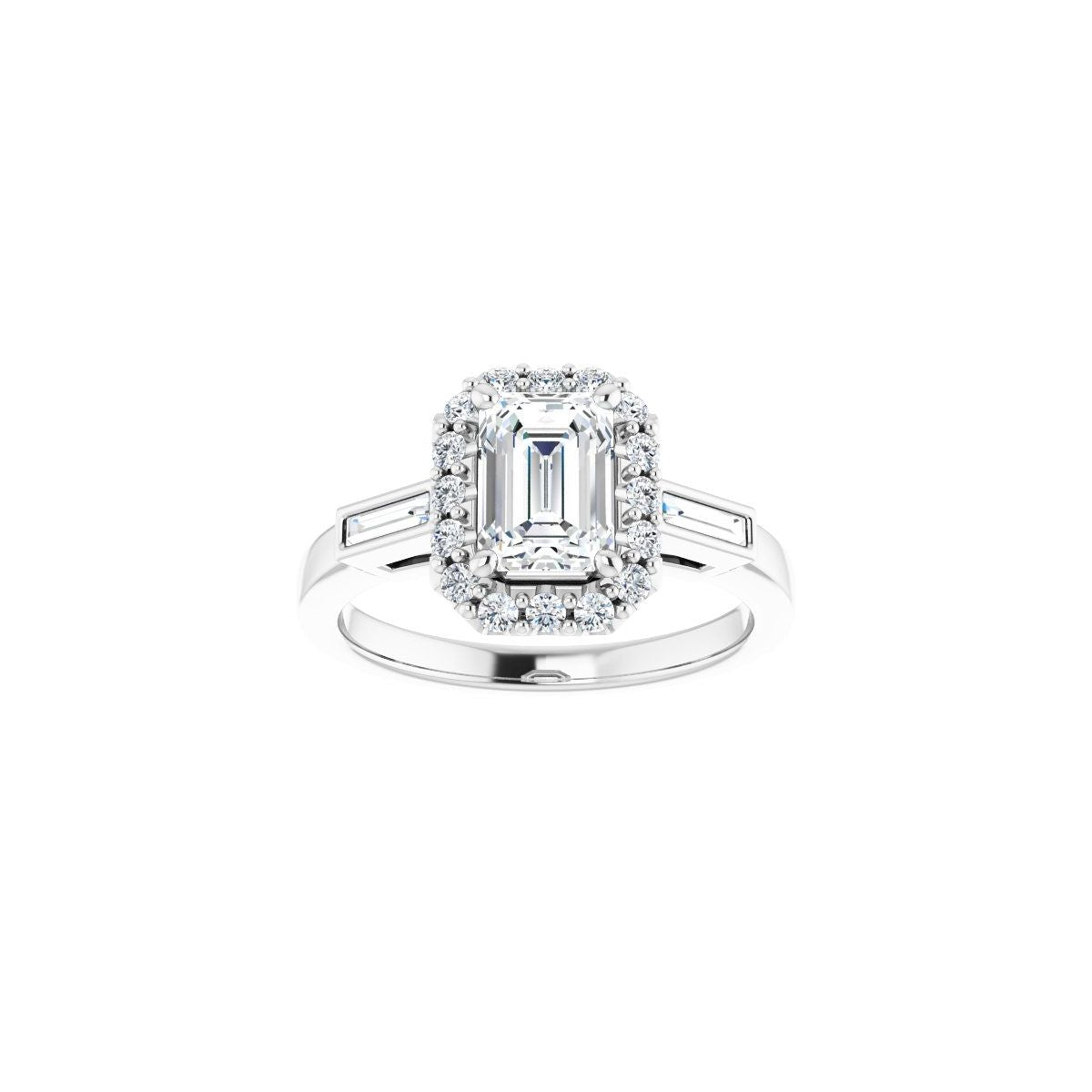 Emerald Halo-Style Engagement Ring Semi-Mount - gallery - Series 122884