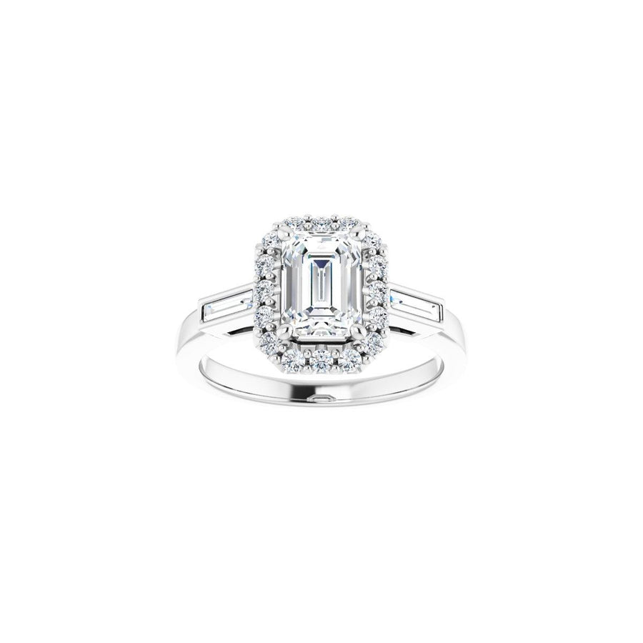 Emerald Halo-Style Engagement Ring Semi-Mount - gallery - Series 122884
