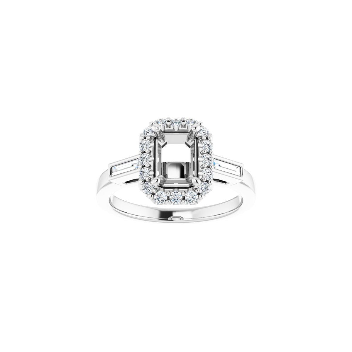 Emerald Halo-Style Engagement Ring Semi-Mount - gallery - Series 122884