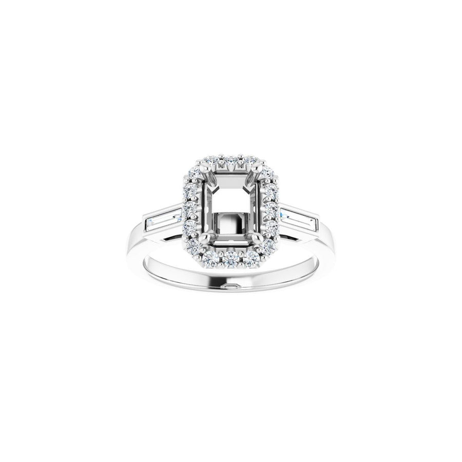 Emerald Halo-Style Engagement Ring Semi-Mount - gallery - Series 122884