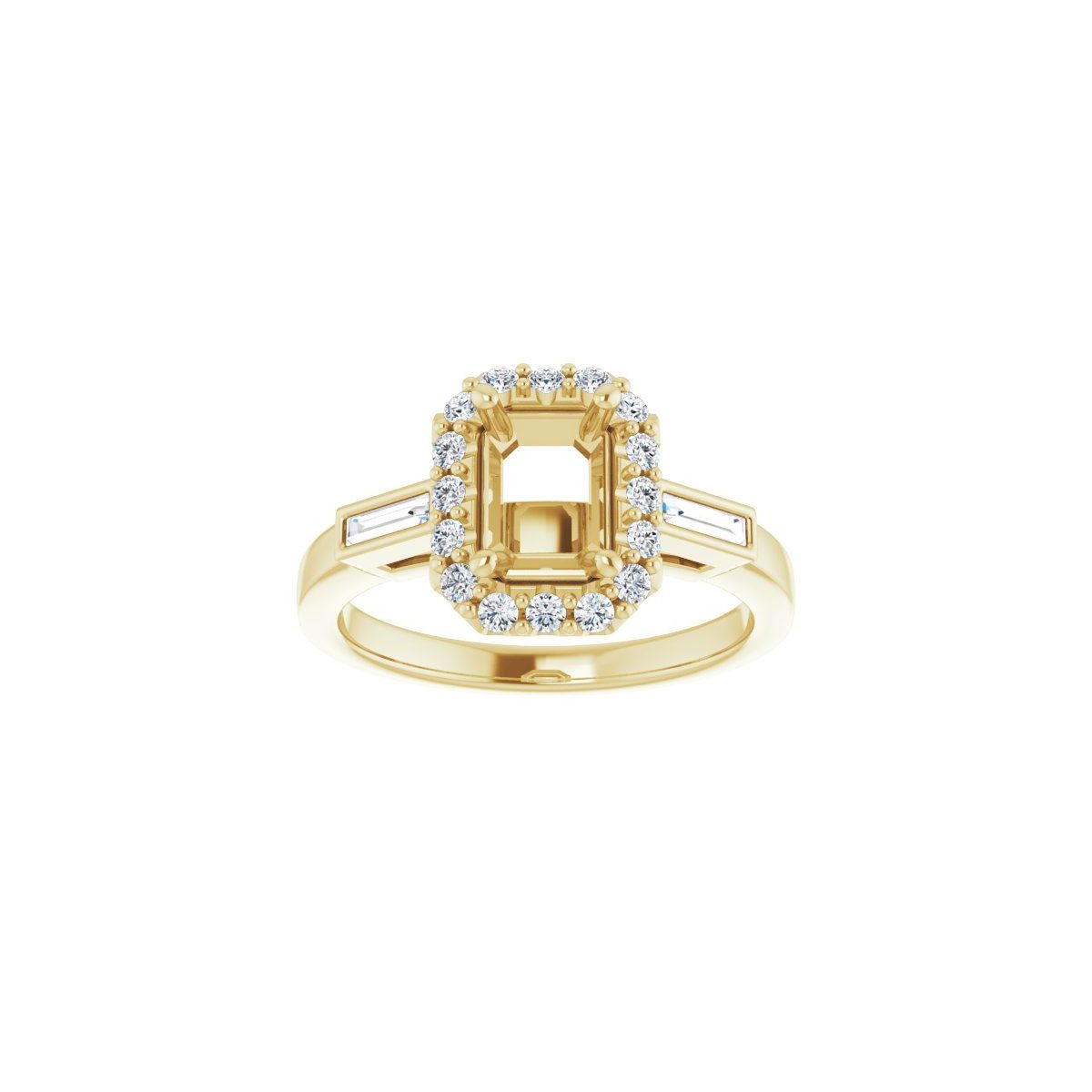 Emerald Halo-Style Engagement Ring Semi-Mount - gallery - Series 122884