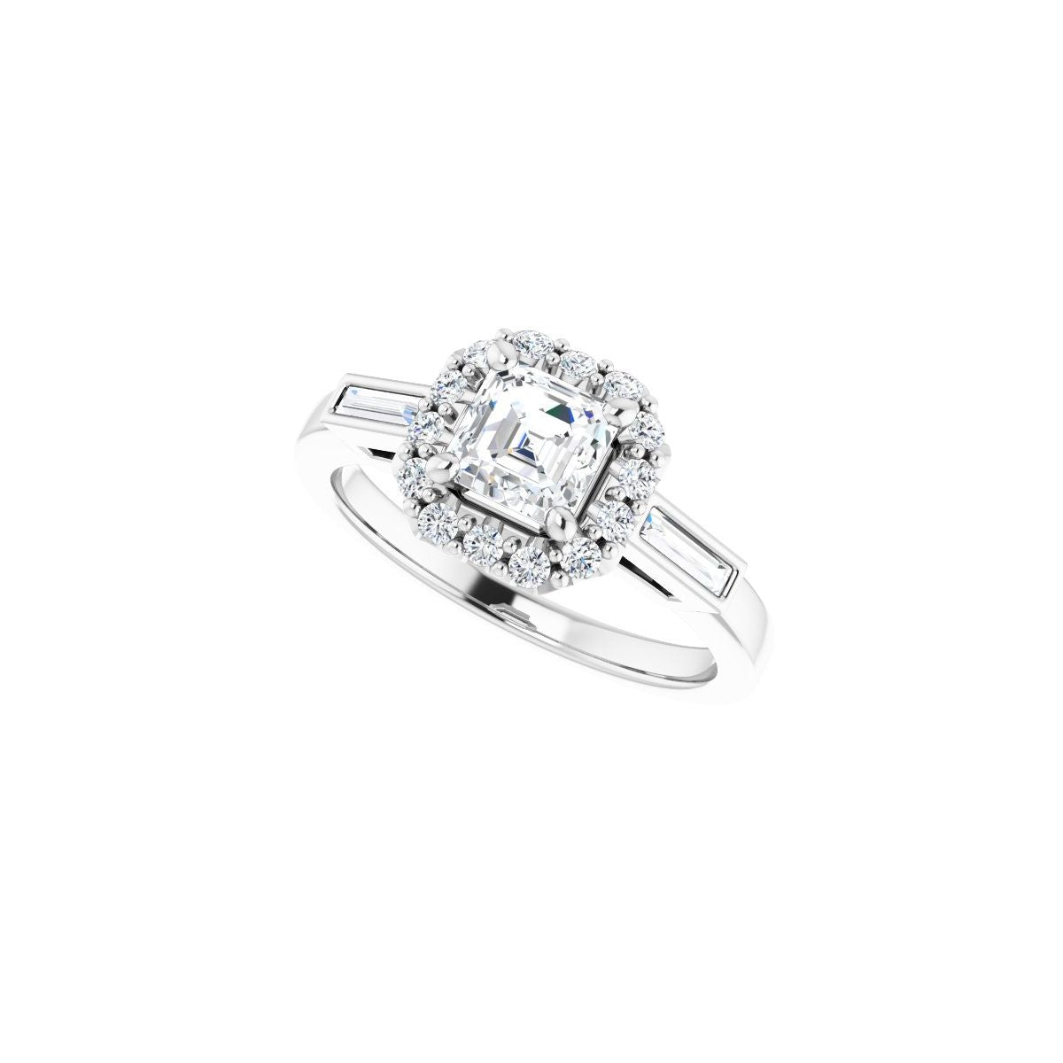 Asscher Halo-Style Engagement Ring Semi-Mount - gallery - Series 122884