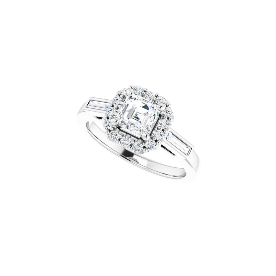 Asscher Halo-Style Engagement Ring Semi-Mount - gallery - Series 122884