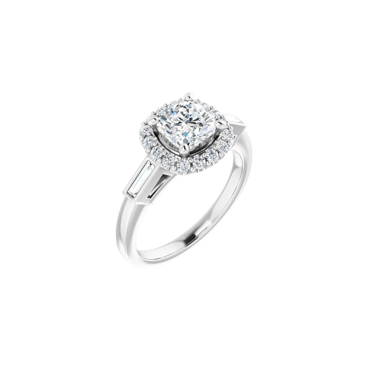 Natural Diamond Cushion Halo-Style Engagement Ring Semi-Mount - 14K White Gold - Series 122884