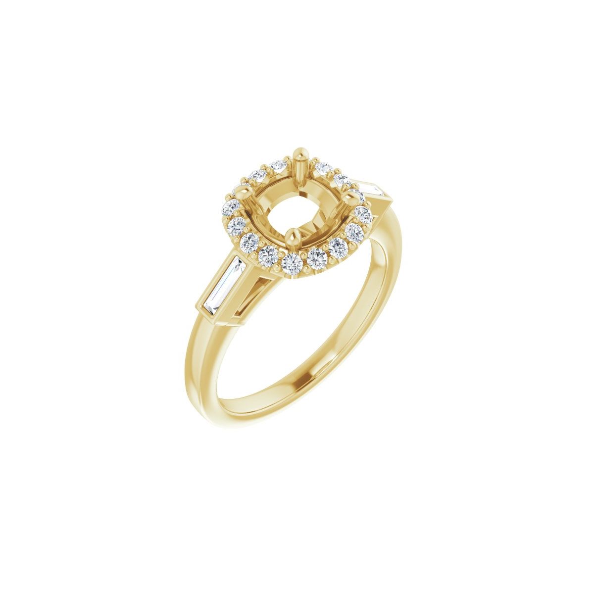 Natural Diamond Cushion Halo-Style Engagement Ring Semi-Mount - 14K Yellow Gold - Series 122884