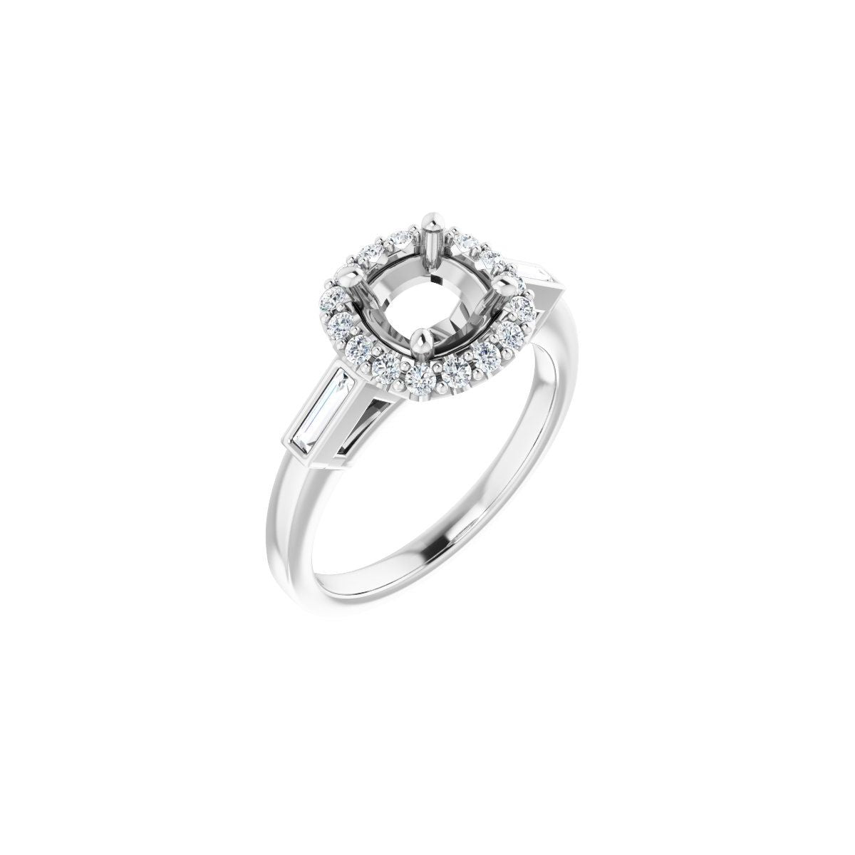 Natural Diamond Cushion Halo-Style Engagement Ring Semi-Mount - Platinum - Series 122884