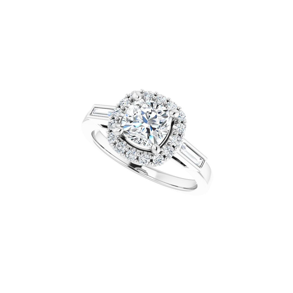 Cushion Halo-Style Engagement Ring Semi-Mount - gallery - Series 122884