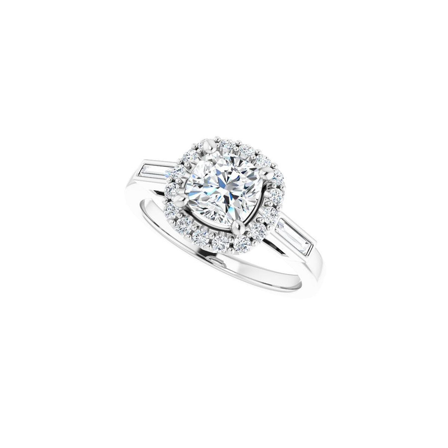 Cushion Halo-Style Engagement Ring Semi-Mount - gallery - Series 122884