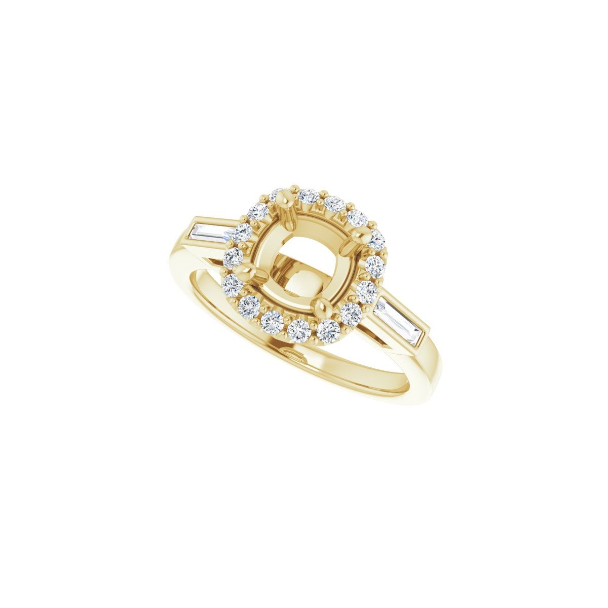 Cushion Halo-Style Engagement Ring Semi-Mount - gallery - Series 122884