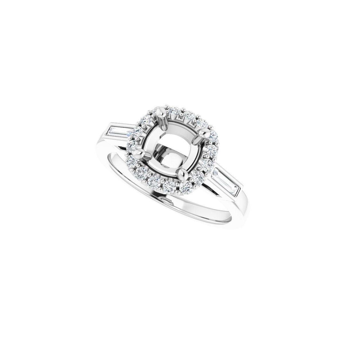 Cushion Halo-Style Engagement Ring Semi-Mount - gallery - Series 122884