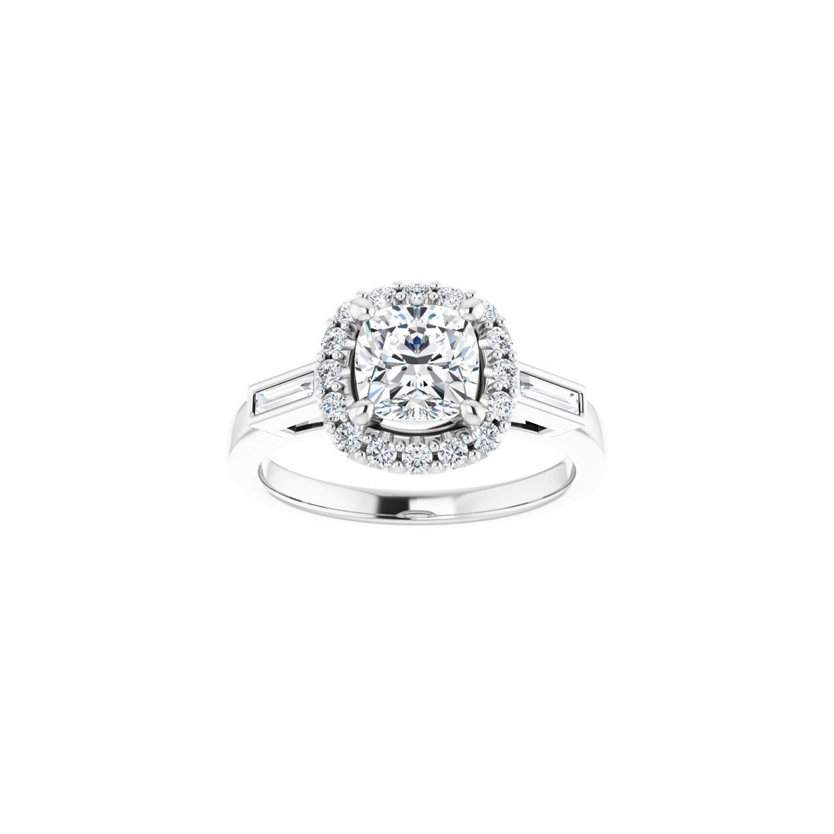 Cushion Halo-Style Engagement Ring Semi-Mount - gallery - Series 122884
