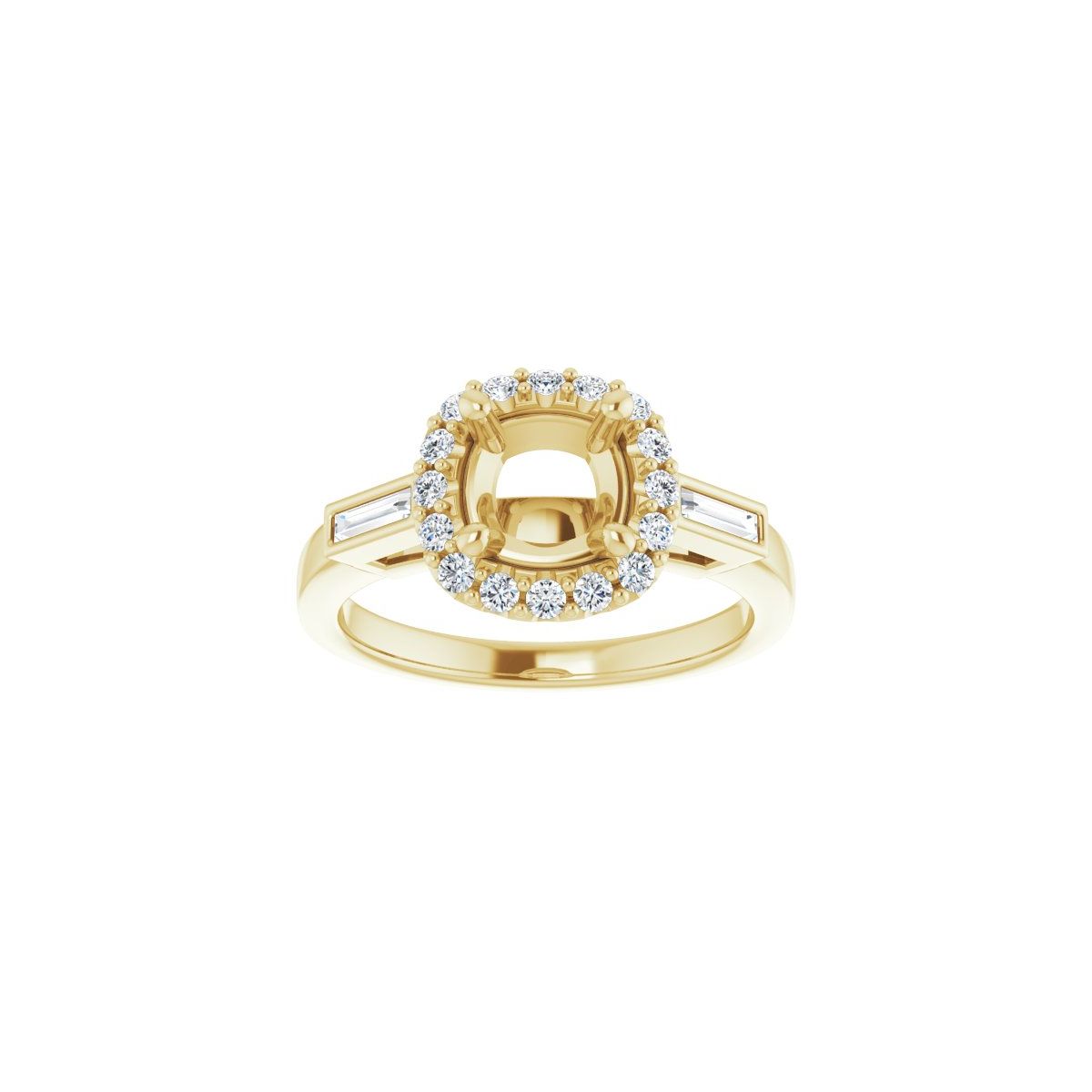 Cushion Halo-Style Engagement Ring Semi-Mount - gallery - Series 122884