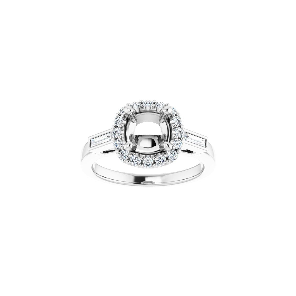 Cushion Halo-Style Engagement Ring Semi-Mount - gallery - Series 122884