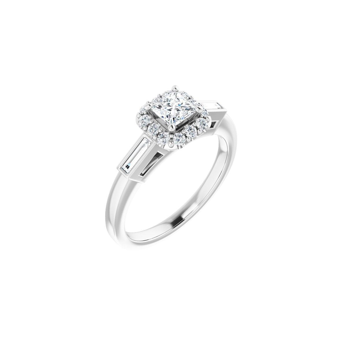 Natural Diamond Square Halo-Style Engagement Ring Semi-Mount - Platinum - Series 122884