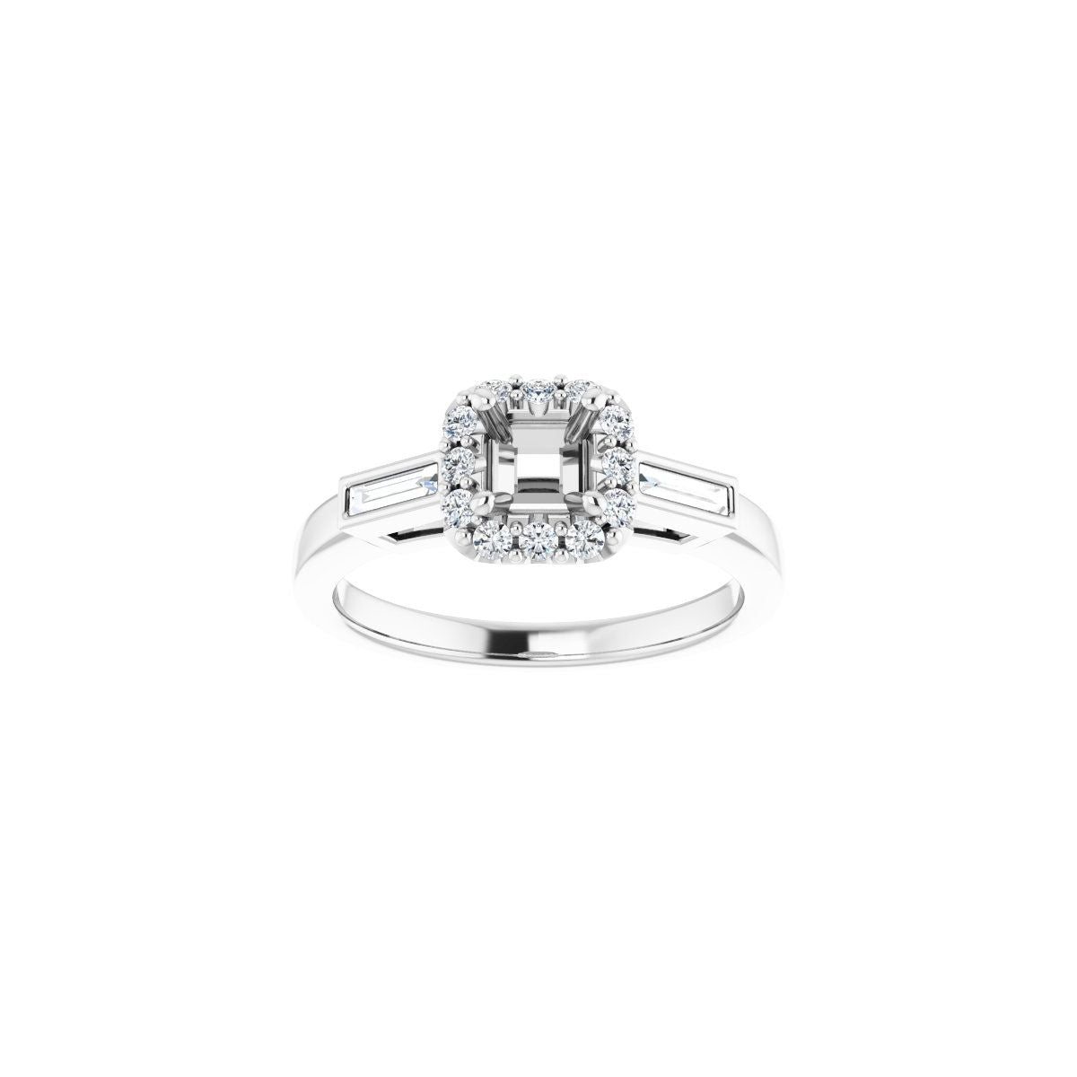 Square Halo-Style Engagement Ring Semi-Mount - gallery - Series 122884