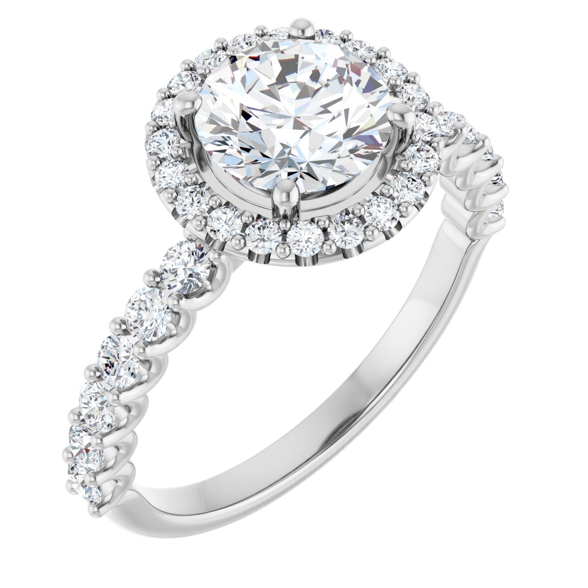 Natural Diamond Round Halo-Style Engagement Ring Semi-Mount - Platinum - Series 123562